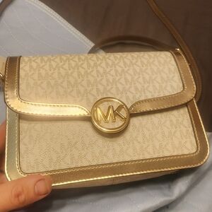 Michael Kors Cream & Gold Crossbody Bag